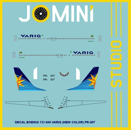 Decal Boeing 737-800 Varig (New Color) PR-GIT