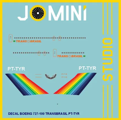 Decal Boeing 727-100 Transbrasil PT-TYR