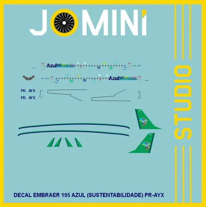 Decal Embraer 195 Azul (SUSTENTABILIDADE) PR-AYX