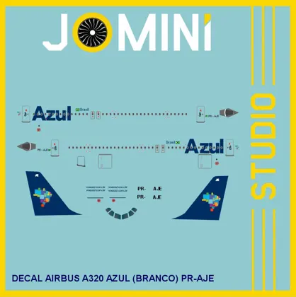 Decal Airbus A320 Azul (Branco) PR-AJE